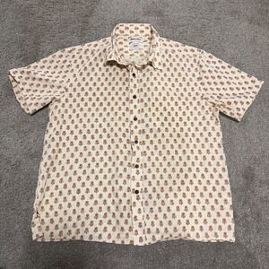 FabIndia Men's Short Sleeve Bush Shirt Straight Fit Floral Print Size‎ M